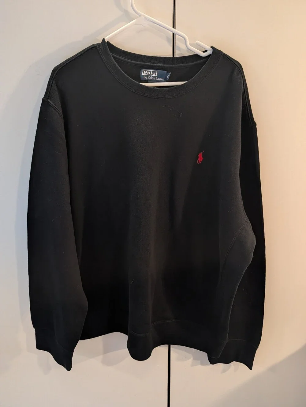 Polo by Ralph Lauren Black Crewneck Sweatshirt with Red Pony Logo